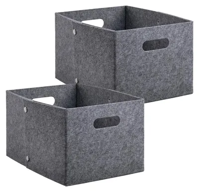 2 Filz-Aufbewahrungsboxen, grau, faltbar, 35x25x20 cm