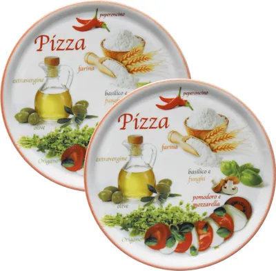 Produktbild von 2er Set Pizzateller Napoli Red Ø 32 cm Servier-Platte XL-Teller Porzellan