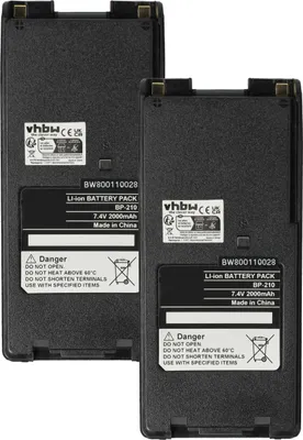 Produktbild von vhbw 2x Akku kompatibel mit Icom IC-F41GS, IC-F40GS, IC-F40GT, IC-F3GS, IC-F3GT Funkgerät, Walkie Talkie (2000 mAh, 7,4 V, Li-Ion) + Gürtelclip
