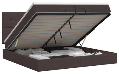 Produktbild von Ottoman Bett mit Matratze Dunkelbraun 200 x 200 cm Stoff
