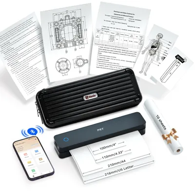 Image de Imprimante thermique portable avec 10 feuilles de papier thermique
