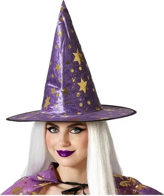 Image de Atosa chapeau de sorcière étoiles violet violet Taille unique