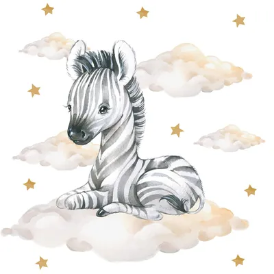 Produktbild von Wandaufkleber für Kinder mit Zebra und Sternen