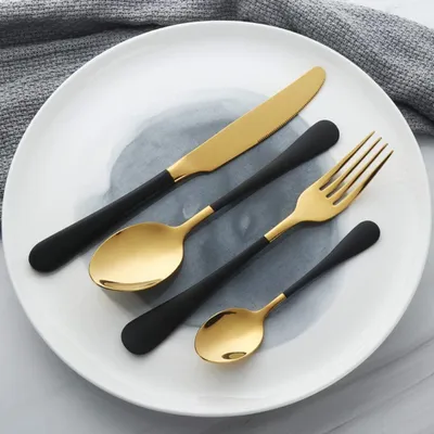 Produktbild von 24 stück Edelstahl Besteck für 6, Cutlery Set Messer und Gabeln Esslöffel Teelöffel Spülmaschinenfest