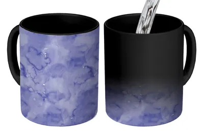 Obrázok produktu pre MuchoWow® Magický pohár Vzor - Fialová - Akvarel - Mramor 350 ml Pohár na zmenu farby Darček Nápad na darček - Foto hrnček