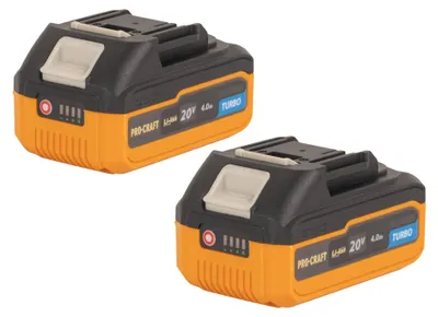 Produktbild von Procraft 2x 20/4 Turbo Akku 20 V 4,0 Ah / 4000 mAh Li-ion mit Ladestandsanzeige