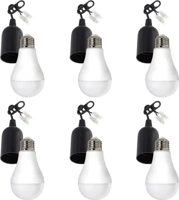 Produktbild von 6er Vorteilspack E27 Baufassung für Umzüge mit Lüsterklemme - inkl. 6x LED Lampe E27- A60 - 9W 6000K Tageslichtweiß