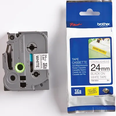 Produktbild von Brother TZe-S251 - Extra starker Klebstoff - Schwarz auf Weiß - Rolle (2,4 cm x 8 m) 1 Kassette(n) laminiertes Band - für Brother PT-D600, P-Touch PT-3600, D800, E550, E800, P750, P900, P950, P-Touch EDGE PT-P750