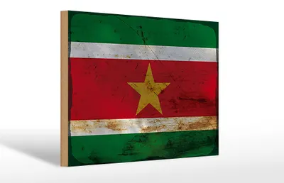 Produktbild von Holzschild Flagge Suriname 30x20cm Flag of Suriname Rost