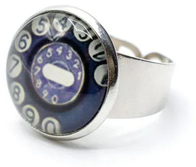 Produktbild von Telefonwählscheibe Ring Miniblings Fingerring Telefon Wählscheibe Cabochon Glas