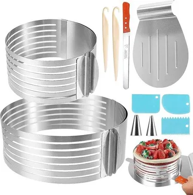 Produktbild von Famanu Tortenzubehör Set 11-teilig, inklusive Tortenschneider und Spachtel - 16-20 cm/24-29 cm