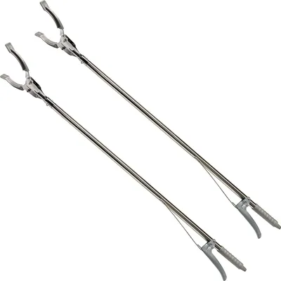 Produktbild von 2er Set Greifzange Müllzange Metall | Greifhilfe Abfall Müll 90cm | Greifer Greifarm Müllsammler | Müllgreifer Abfallgreifer