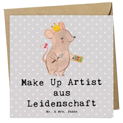 Produktbild von Mr. & Mrs. Panda Grußkarte Make Up Artist Leidenschaft - Grau Pastell - Geschenk, Ausbildung, Spruch, Klappkarte, Lustig, Kosmetikstudio, Kosmetiker, faltkarte