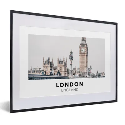 Produktbild von MuchoWow® Gerahmtes Poster London - England - Big Ben 40x30 cm - Poster mit Schwarzem Bilderrahmen Wandposter Rahmen Foto Bilder - Bilderrahmen - Poster im Rahmen