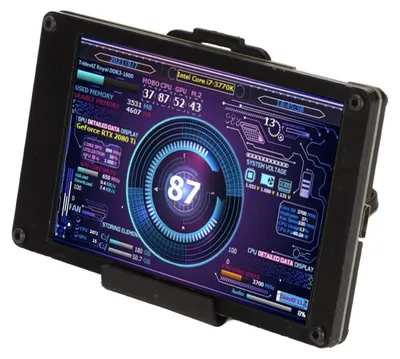 Image de Moniteur de température d'ordinateur de 3,5 pouces avec éditeur de thèmes et luminosité réglable ; moniteur de données CPU, GPU et RAM pour PC ; informations sur Internet et la météo