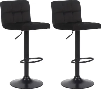 Immagine prodotto di set di 2 sgabelli da bar - Sgabelli da cucina - Altezza regolabile e design moderno | Colore: nero