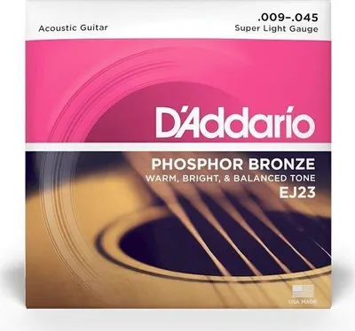 Image de D'Addario EJ23 Cordes en bronze phosphoreux pour guitare acoustique, Super Light 09-45