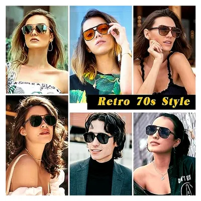 Produktbild von Retro Pilotenbrille für Damen und Herren im 70er Jahre Stil, polarisiert, UV400