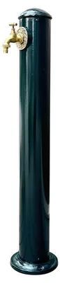 Produktbild von Relaxdays Wasserzapfsäule für Garten, antik, mit Wasserhahn, 3/4 Zoll Anschluss, runde Zapfsäule, 91 cm hoch, grün
