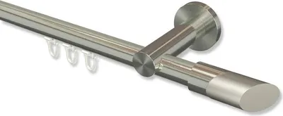 Produktbild von Interdeco Innenlaufstange, Gardinenstange mit Innenlauf Edelstahl-Optik Modell Platon Verano, 20 mm Ø 1-läufig, 480 cm (geteilt)