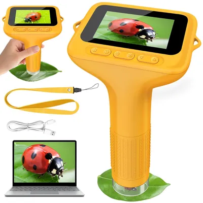 Produktbild von Mikroskop für Kinder, Digitales Mikroskop mit 3,0" IPS Bildschirm Lupe 1000x Microscope, HandyMikroskop LED Lights -Anschluss an PC, USB