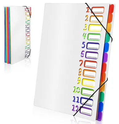 Image de Classeur à onglets A4 avec 12 compartiments, 24 poches, étanche, de couleur blanche
