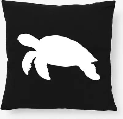 Produktbild von Huuraa Kissen Schildkröte Silhouette 40x40cm mit Füllung Black Baumwolle Dekokissen Geschenkidee