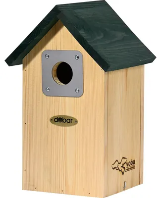 Zdjęcie produktu dla dobar VOBU budka lęgowa ze spiczastym dachem dla strzyżyka wykonana z drewna, 16x16,x5x28 cm