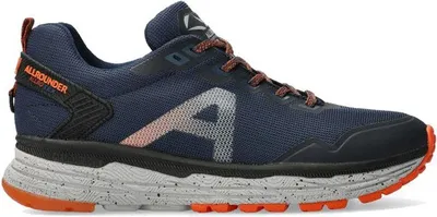 A single blue athletic shoe is shown against a white background.