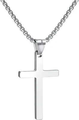 Produktbild von RWQIAN Kreuzkette Herren Edelstahl Silber Gold Schwarz Anhänger Halskette