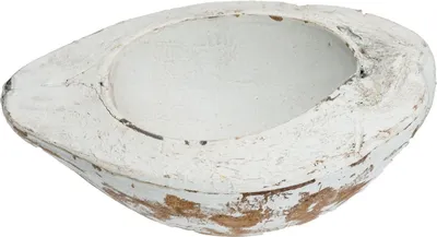 Kokosnuss halbiert weiß 15-20 cm, Kokosschale mit Faser