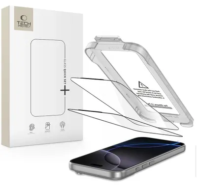 Obrázek produktu pro Tech-Protect Quick Set+ 2-Pack Tvrzené sklo pro Iphone 17 Pro - černé