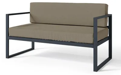 Produktbild von Selsey Dywilly - Garten-Sofa 2-Sitzer, wasserabweisend, hellbraun/schwarzes Gestell