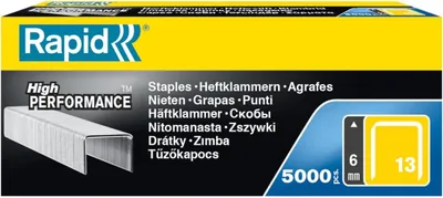 Obrázek produktu pro Rapid 11835600, Balík svorek, 8 mm, 5000 svorek, Upevnění, Štítkování, Pozinkovaná ocel, Stříbrná