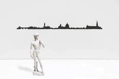 Wanddekoration Skyline Florence, schwarz, 50 cm, Metall