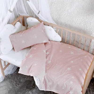 Image de Housse de couette HappyFriday Basic Kids Rose Lit bébé 2 pièces