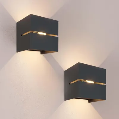 Image de Ledvion lot de 2 applique murale LED noir 3W IP54 Up Down