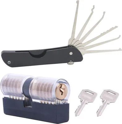 Produktbild von Famanu Lock Picking Set 7-in-1 mit transparentem Trainingsschloss - für Anfänger und Profis