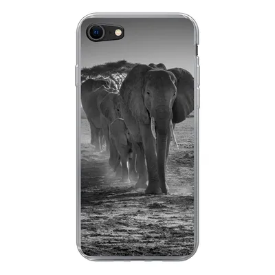 Produktbild von MuchoWow® Handyhülle Schutzhülle Hülle für iPhone 8 Elefant - Einfarbig - Tiere - Schwarz - Weiß Silikon Softcase Handy Hülle - Schutzhaube