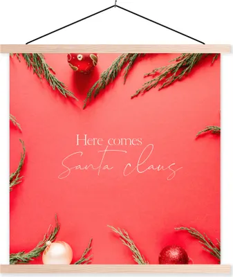 Produktbild von MuchoWow® Textilposter Weihnachten - Rot - Zitat 40x40 cm mit holzfarbenen Rahmen - Posterleiste