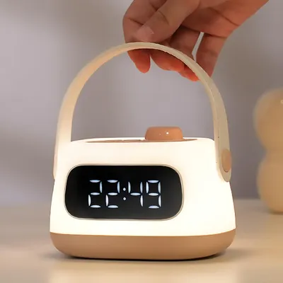 Kinderwecker mit Nachtlicht, LED-Display, dimmbar, wiederaufladbar