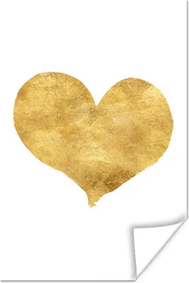 Produktbild von MuchoWow® Poster Gold - Herz - Aquarell 60x90 cm - Wanddekoration