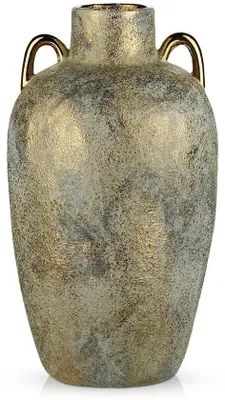 Produktbild von Arborus Vase Gold 35,5 cm Vintage-Vase Keramik-Blumenvase Hohe Vasen für Pampasgras Bodenvase für Kunstblumen Zweige Dekorative Vase Rustikale Vintage-Boho-Dekoration im Wohnzimmer, Schlafzimmer, in der Küche, im Hotel und im Büro