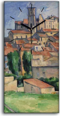 Produktbild von Wanduhr Bürouhr Leinwand Bild Geräuschlos Kunstdruck 30x60 Gardanne - schwarze Hände