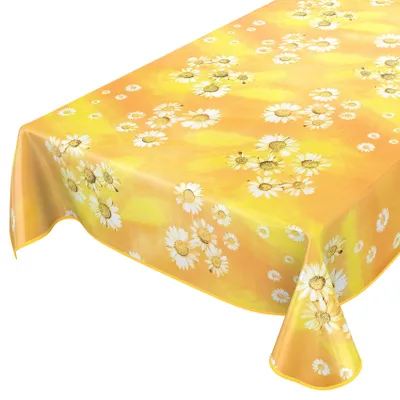 Produktbild von ANRO Wachstuch Tischdecke Gelbe Kamille Blumen Biertisch 240x70cm mit Saum