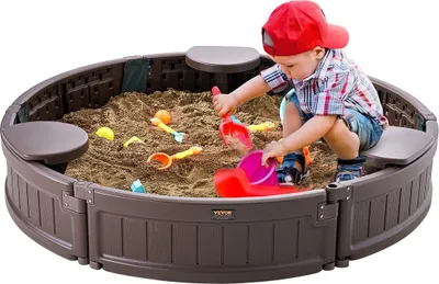 Produktbild von Sandkasten mit Abdeckung Runder Sandkasten HDPE-Sandkasten für den Außenbereich im Garten Alter 3–12 Jahre