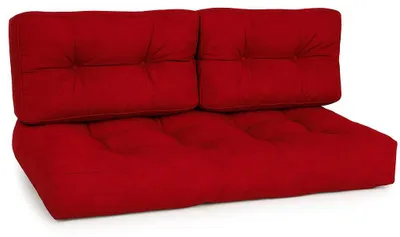 Produktbild von Beautissu Palettenkissen Outdoor 1x Sitzkissen & 2x Rückenkissen, Rot