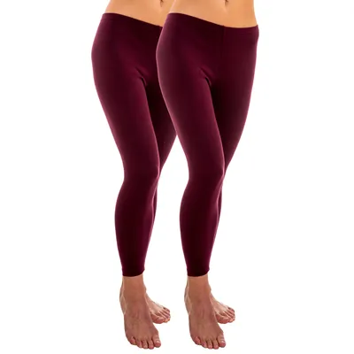 Damen weiche Leggins bordeaux 2er Pack