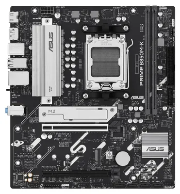 Produktbild von ASUS PRIME B850M-K, AMD, Sockel AM5, AMD Ryzen 7000 Series, AMD Ryzen 8000 Series, AMD Ryzen 9000 Series, Sockel AM5, DDR5-SDRAM, 128 GB