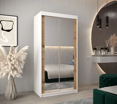 Obrázok produktu pre Skriňa s posuvnými dverami v šírke 100 cm TIMEA 3 - biela / dub artisan